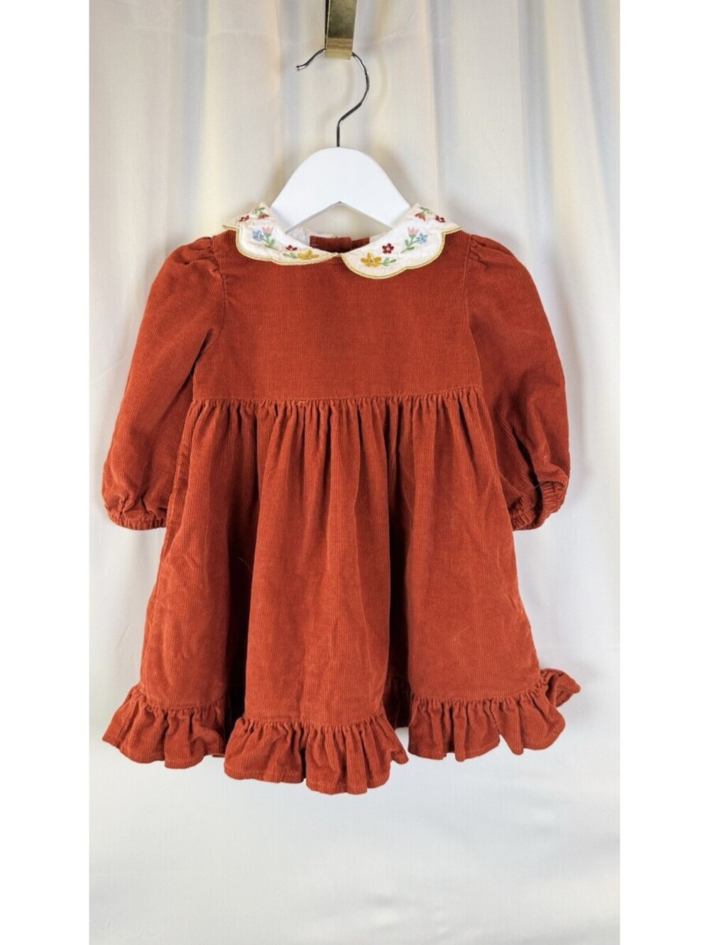 Goodlad Burnt Orange Girls Dress 18 Mos. Fall Thanksgiving Embroidered